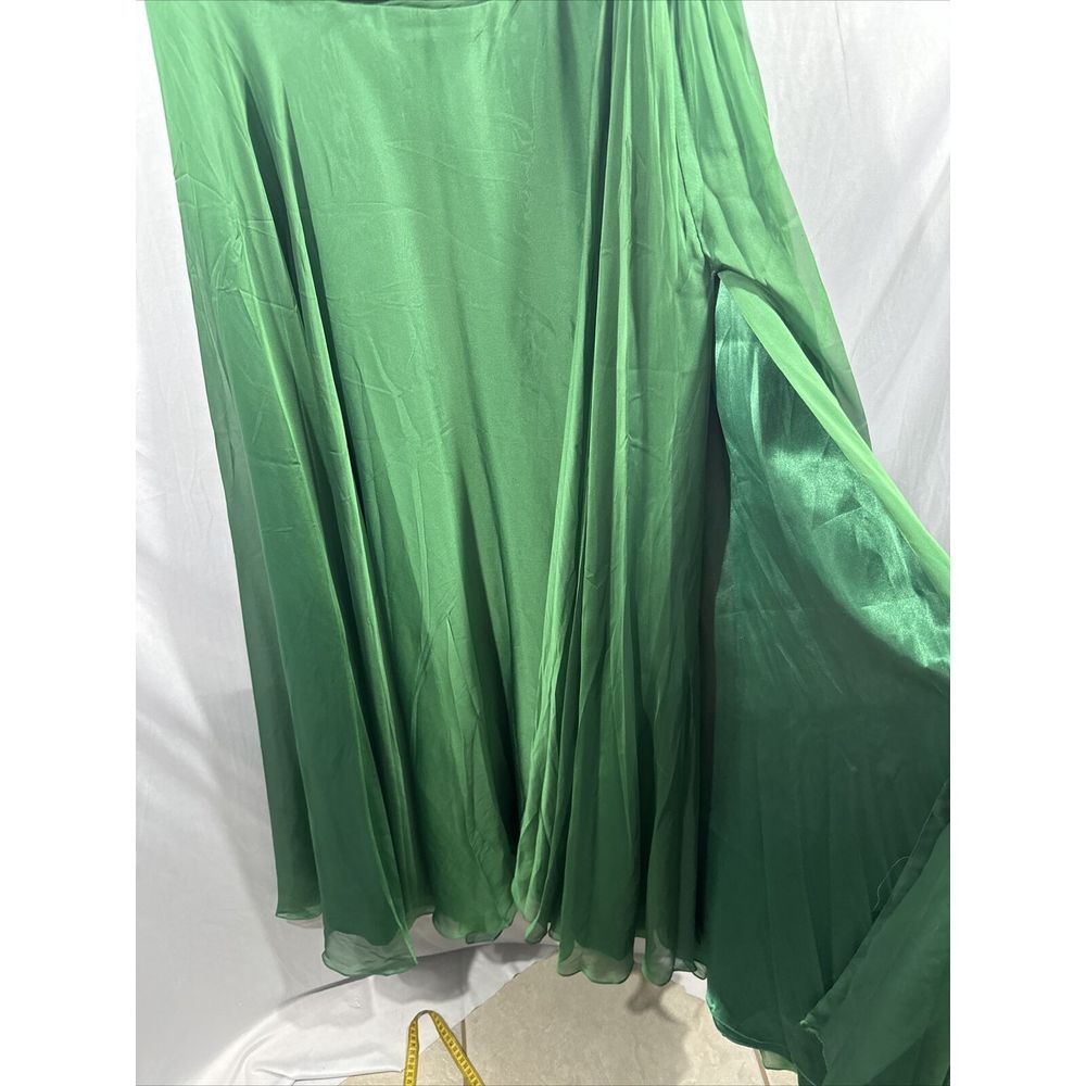 NWD $398 Mac Duggal [ 14 ] Pleated One‎ Shoulder Chiffon Gown Green #G1782 - Picture 12 of 16